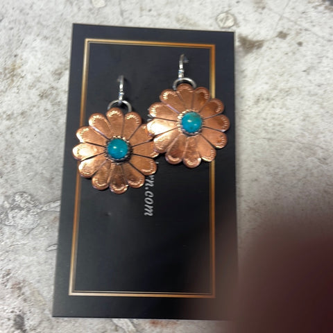 Copper classic concho earrings